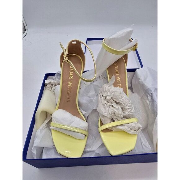 Stuart Weitzman Yellow Patent Leather Nudistscurve 100 Sandals Size 11 Women’s H - Picture 1 of 12